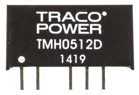 TMH-0512D TRACOPOWER TMH 2W Isolated DC-DC Converter Through Hole, Vin 4.5 → 5.5 V dc, Vout 12V dc, I/O isolation 1kV dc