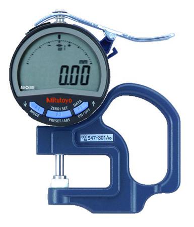 547-301A Mitutoyo 547 Thickness Gauge, 0mm - 10mm, ±20 μm Accuracy, 0.01 mm Resolution, LCD Display With UKAS Calibration