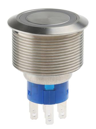 175-9257 2NO/2NC Lock Push Button Switch, IP67, 25.2 Dia.mm, Panel Mount Red LED, 250V ac