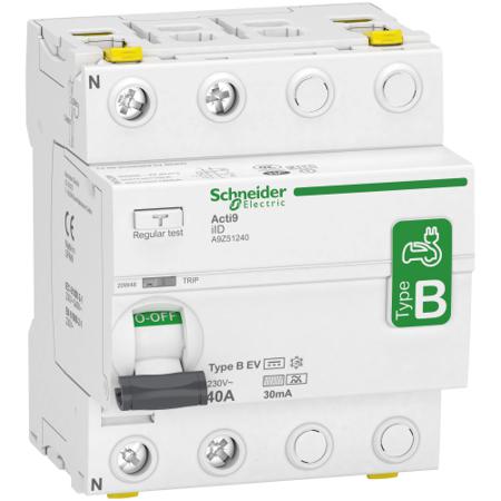 A9Z51240 Schneider Electric iID RCCB, 40A, 2 Pole, 30mA, Type B-EV, 230V ac