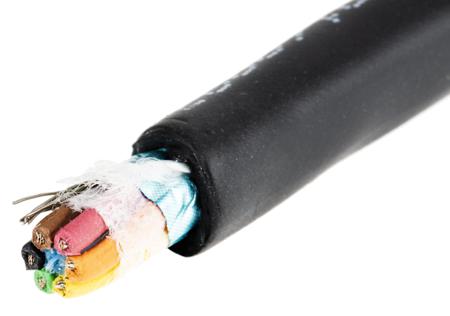 45196 BK005 Alpha Wire Xtra-Guard 4 Performance Cable Control Cable, 6 Cores, 0.35 mm² 22 AWG, Screened, 30 m, Black Thermoplastic