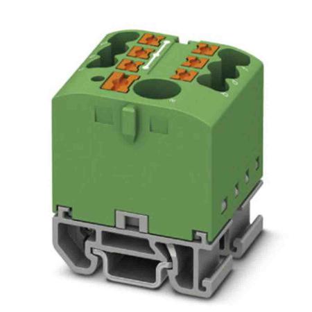 3274174 Phoenix Contact Distribution Block, 7 Way, 4mm², 24A, 690 V, Green