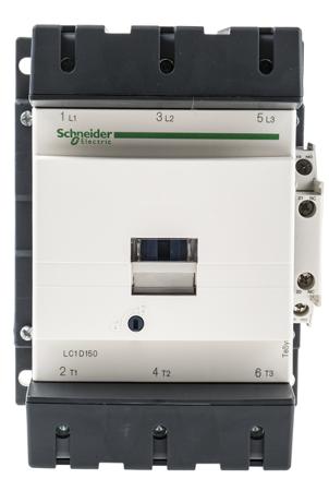 LC1D150BD Schneider Electric LC1D Contactor, 24 V dc Coil, 3-Pole, 150 A, 80 kW 24 V, 3 NO, 1kV