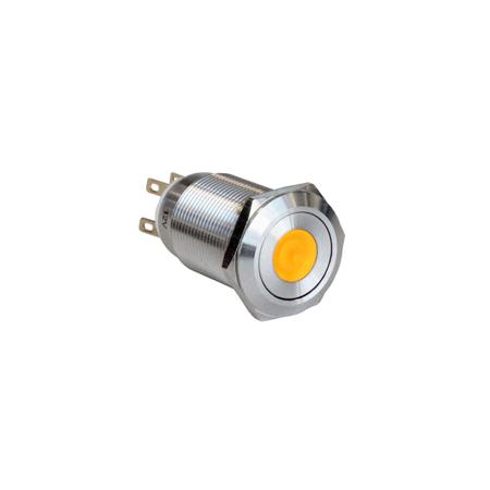 MPI005D28LSAM12 Bulgin MPI005 Series Illuminated Push Button Switch, Latching, Panel Mount, 19.2mm Cutout, SPST, Amber LED, 12V, IP65