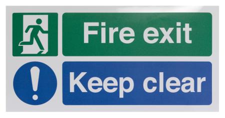 146-365 Vinyl Polyester Keep Clear, Fire Exit, Keep Clear, English, Exit Sign