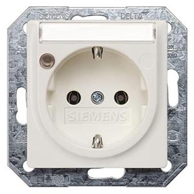 5UB1560 Siemens DELTA White 1 Gang Plug Socket, 16A, Schuko