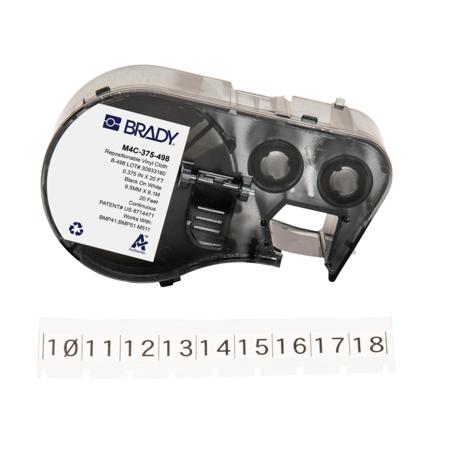 M4C-375-498 Brady B-498 on Black on White Label, 9.53 mm Width