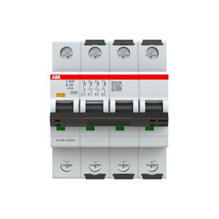 2CDS384001R0101 ABB S304 MCB, 4P, 10A Curve D, 415V AC, 125V DC, 100 kA Breaking Capacity