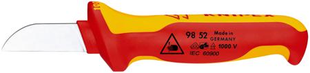 98 52 Knipex Cable Knife insulating multi-component handle, VDE/1000V, 190 mm Overall, 50 mm Blade, Bimaterial Handle