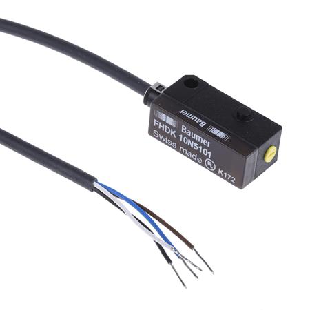 FHDK-10N5101 Baumer Diffuse Photoelectric Sensor 20 → 120 mm Detection Range NPN Block Style IP65 FHDK 10N5101
