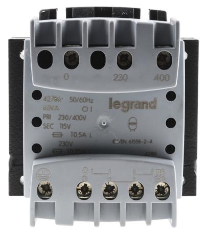 0 427 86 Legrand 63VA DIN Rail Transformer, 230 → 400V Primary, 115 → 230V Secondary