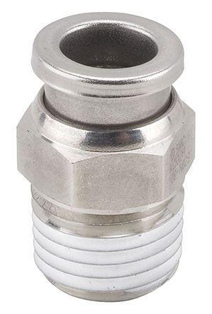 KQG2H09-N02S SMC Pneumatic Straight Threaded-to-Tube Adapter, NPT 1/4 Male, Push In 5/16 in