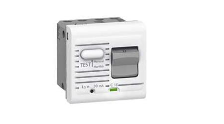 0-775-33 Legrand RCBO, 10A Current Rating, 2P Poles, 10mA Trip Sensitivity, Type A, Mosaic Range