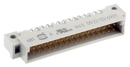 09221326921 HARTING 32 Way 2.54mm Pitch, Type 2B Class C2, 2 Row, Right Angle DIN 41612 Connector, Plug