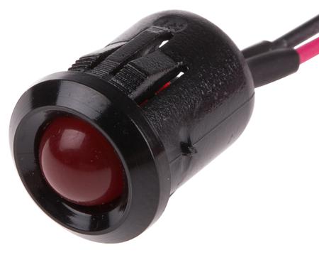 208-964 RS PRO Red Flashing LED Panel Mount Indicator, 24V dc, 12mm Mounting Hole Size, Lead Wires Termination