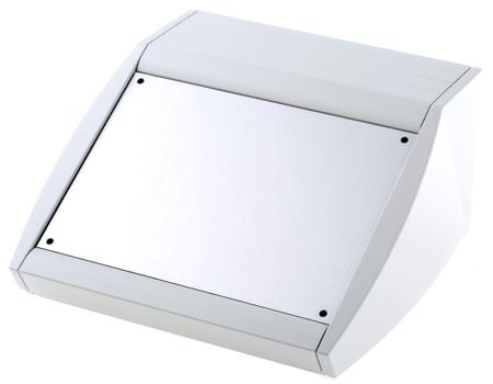 M5320105RS METCASE Unidesk Series Grey Aluminium Desktop Enclosure, Sloped Front, 200 x 200 x 21.6mm