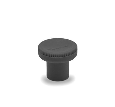 242126-C1 Elesa  Black, Grey Technopolymer Knurled Grip Knob, M6, Threaded