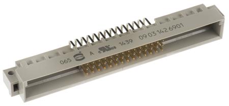 09031426901 HARTING 42 + 6 Way 2.54mm Pitch, Type M Class C2, 3 Row, Right Angle DIN 41612 Connector, Plug