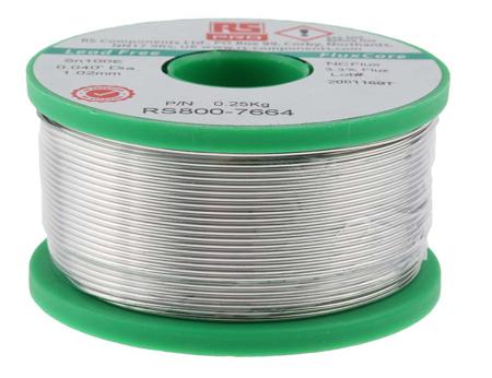 800-7664 RS Pro 1.01mm Wire Lead Free Solder, +228°C Melting Point, 0.5% Copper, 99.5% Tin, 250g