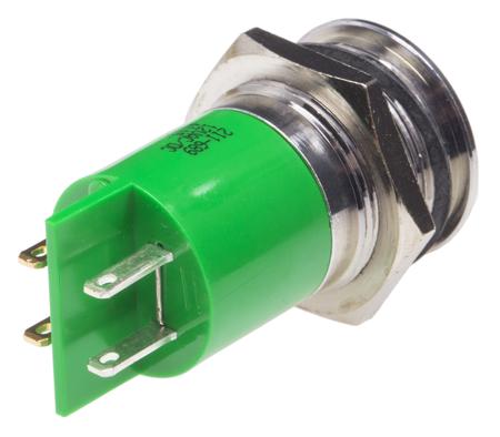 211-689 RS Pro Green LED Indicator, 12 V, 18 mm Lamp Size, 22mm Mounting Hole Size