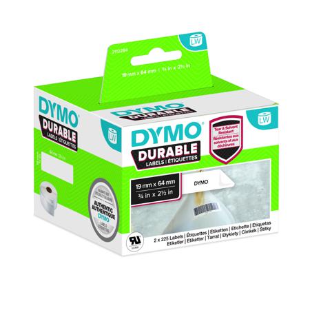 2112284 Dymo White Black Print Label Roll, 64mm Width, 19mm Height, 900Per Roll Qty