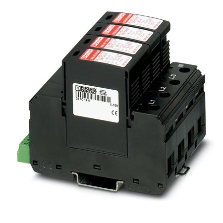2800644 Phoenix Contact Three Phase Surge Arrester, 80A, 335V ac, DIN Rail Mount