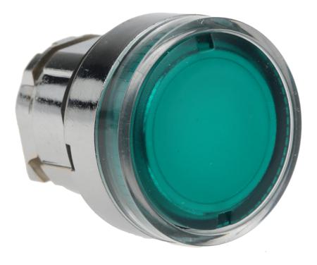 ZB4BW33 Schneider Electric Harmony XB4 Series Green Illuminated Spring Return Push Button Head, 22mm Cutout, IP66, IP67, IP69,