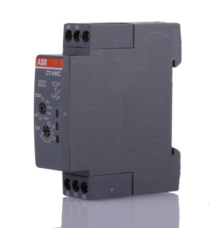 1SVR508130R0000 ABB CT-C Series DIN Rail, Snap-On Timer Relay, 24 → 240V ac, 0.05 s - 100h, 1-Function, SPDT