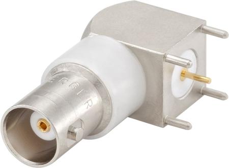 51K204-400A5 Rosenberger, Jack PCB Mount BNC Connector, 50Ω, Through Hole Termination, Right Angle Body