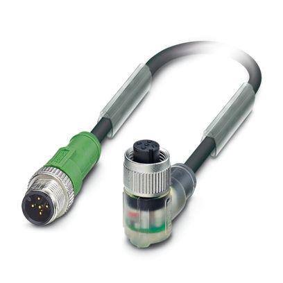 1414615 Phoenix Contact Straight Male 5 way M12 to Right Angle Female 5 way M12 Actuator/Sensor Cable, 5m
