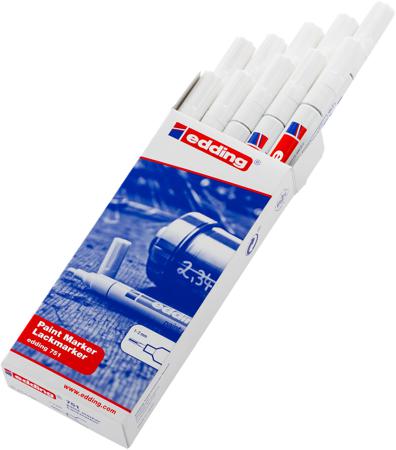 RS-4-751049 Edding White 1 → 2mm Fine Tip Paint Marker Pen for use with Glass, Metal, Plastic, Wood
