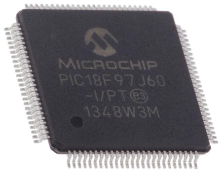 PIC18F97J60-I-PT Microchip PIC18F97J60-I/PT, 8bit PIC Microcontroller, 41.667MHz, 128 kB Flash, 100-Pin TQFP