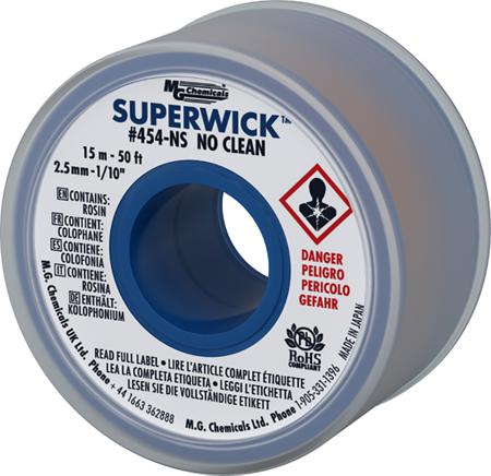 454-NS Super Wick SUPERWICK  15m No Clean Desoldering Braid, Width 2.5mm