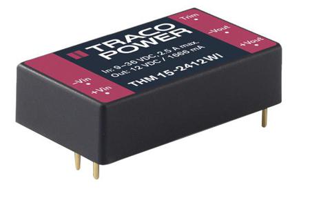 THM-15-2413WI TRACOPOWER THM 15WI 15W Isolated DC-DC Converter Through Hole, Vin 9 → 36 V dc, Vout 15V dc Medical Approved