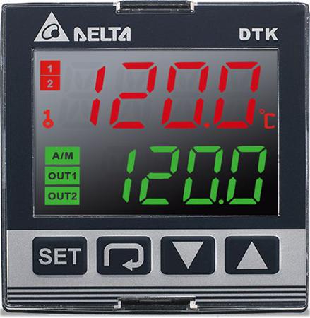 DTK4848C01 Delta Electronics DTK Panel Mount PID Temperature Controller, 48 x 48 (1/16 DIN)mm 1 Input, 2 Output DC Current, 100