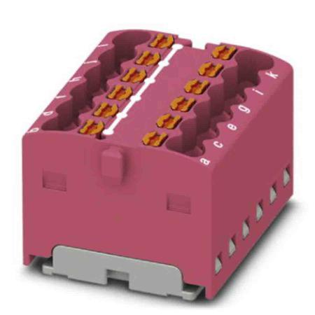3002789 Phoenix Contact Distribution Block, 12 Way, 2.5mm², 17.5A, 450 V, Pink