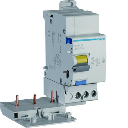 BFF340F Hager BFF RCCB, 40A, 3 Pole, 300mA, Type F