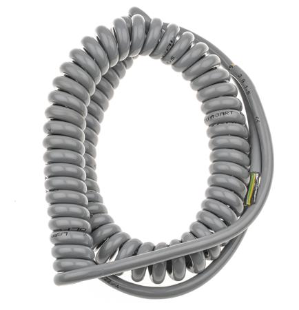 70002699 Lapp , 5-Core Coiled Cable, Polyurethane PUR Sheath Grey, 15 AWG, PVC Insulation