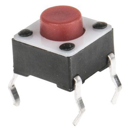 FSM4JAH Red Button Tact Switch, SPST 50 mA@ 24 V dc 1.4mm
