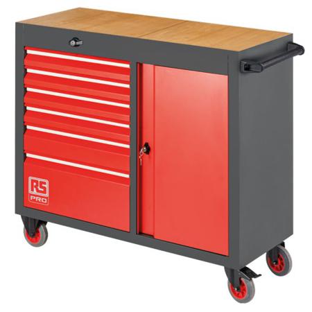 255-5031 RS PRO 6 Drawer Steel Wheeled Tool Chest