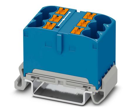 1082480 Phoenix Contact Distribution Block, 6 Way, 90A, 800 V, Blue