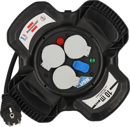 1169761100 brennenstuhl 10m 3 Socket Type E - French Cable Reel Open Reel, 230 V, IP44