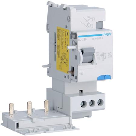 BD326 Hager BD Series RCCB, 25A, 3 Pole, 30mA, Type AC, 400V