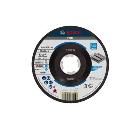 2608619258 Bosch XLOCK Aluminium Oxide Grinding Disc, 115mm x 6mm Thick, 120μm Grit, 10 in pack