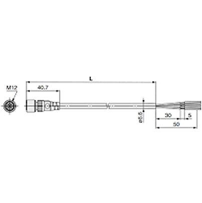 EX9-AC030-1 SMC Straight Male 5 way M12 to Unterminated Sensor Actuator Cable, 3m