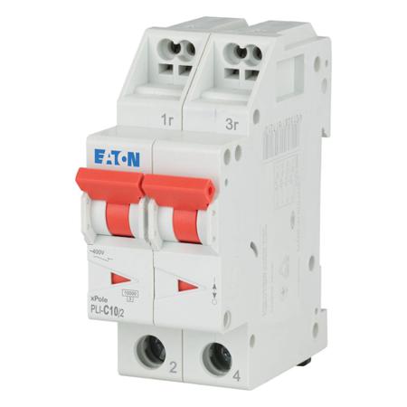 101298 PLI-C10/2 Eaton MCB, 2P, 10A Curve C, 400V AC, 10 kA Breaking Capacity