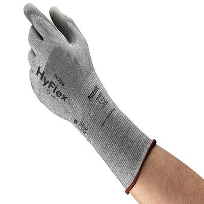 11728050 Ansell HyFlex 11-728 Grey HPPE, Nylon, Spandex Cut Resistant Gloves, Size 5, Polyurethane Coating