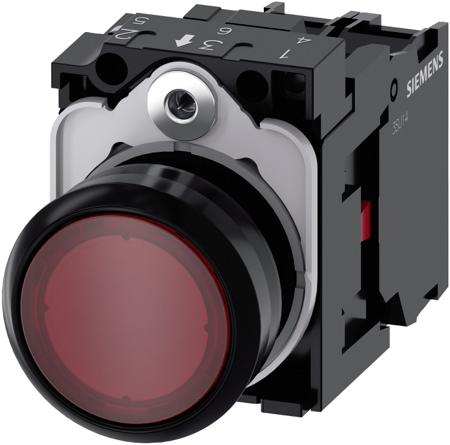 3SU1102-0AB20-1CA0 Siemens SIRIUS ACT 3SU11 Series Illuminated Push Button Complete Unit, Panel Mount, 22mm Cutout, SPST