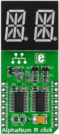 MIKROE-1864 MikroElektronika , AlphaNum R Click 2 14 Segment Display Add On Board With TLC5926 x 2