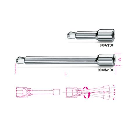 900AN/100 BETA  1/4 in Wobble Extension Bar, 100 mm Overall